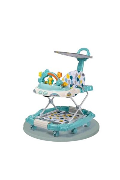 Mixbo Premergator cu Jucarie si Maner de Impins Pliabil Albastru