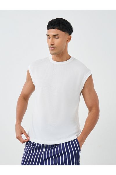 Styli Solid Tank Top and Striped Shorts Set
