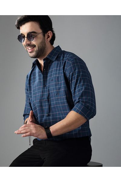 British Club By Styli Checked Print Slim Fit Long Sleeve Shirt