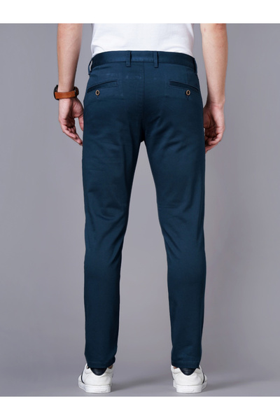 British Club By Styli Men Black Sim Fit Flat-Front Chinos