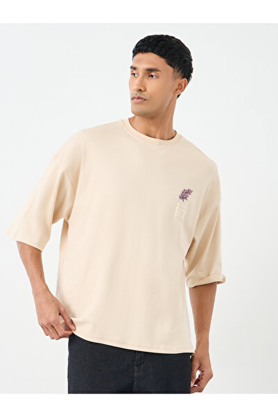 Styli Men Off White Graphic Print Boxy Fit T-Shirt