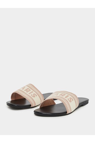 Take Two By Styli Slogan Strap Flat Sandals
