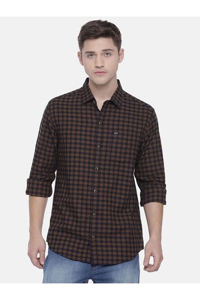 The Indian Garage Co By Styli Men Khaki Slim Fit Checked Casual Shirt