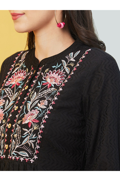 Globus By Styli Embroidered Straight Kurta with Trouser Co-Ords