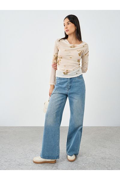 Styli Floral Print Cowl Neck Top