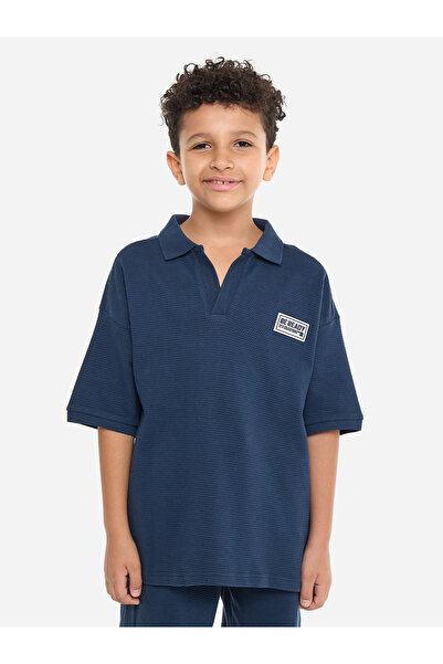 Victor and Jane By Styli Boys Jacquard Polo T-Shirt and Shorts Set
