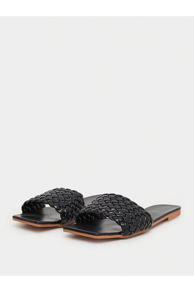 Take Two By Styli Solid Textured Weaving Flat Sandals