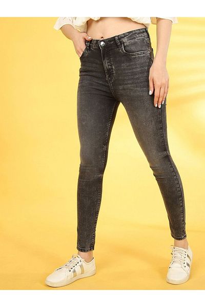 Freehand By Styli Women Grey Skinny Fit Faded Jeans
