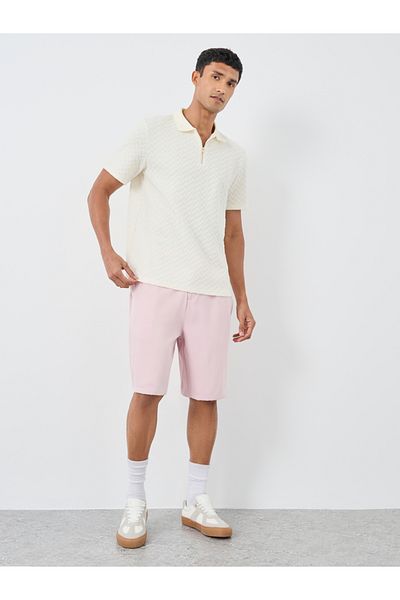 Styli Men Pink Relaxed Fit Flat Front Shorts