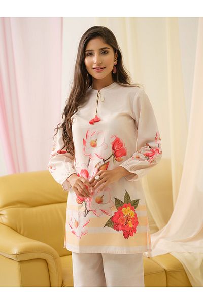 DW By Styli Printed Linen Long Sleeve Tunic and Palazzos Co-Ords