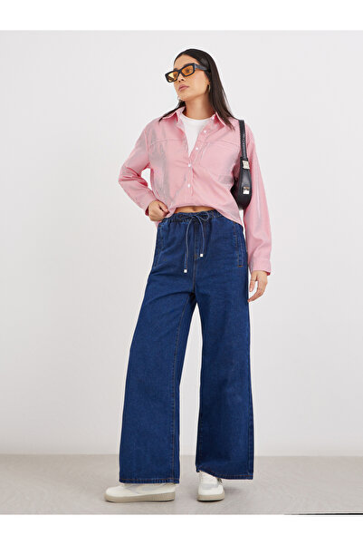 Styli Women Red Striped High-Low Hem Shirt