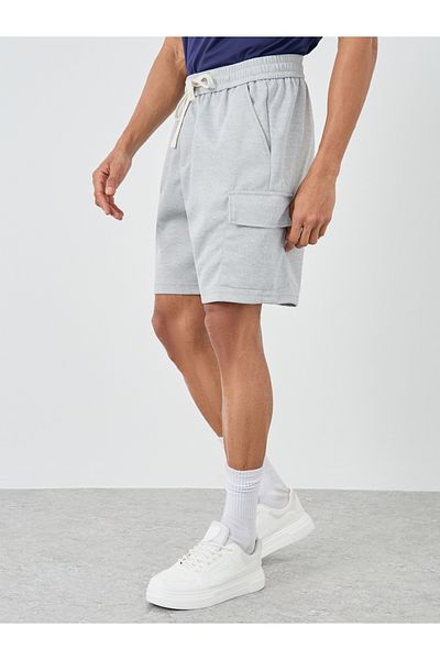 Styli Men Grey Relaxed Fit Solid Cargo Shorts