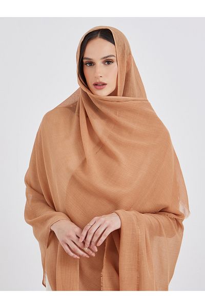 Styli Women Brown Solid Scarf with Frayed Edge