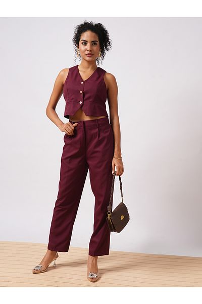 Globus By Styli V Neck Front Pocket Detail Vest and \Trousers Co-Ords