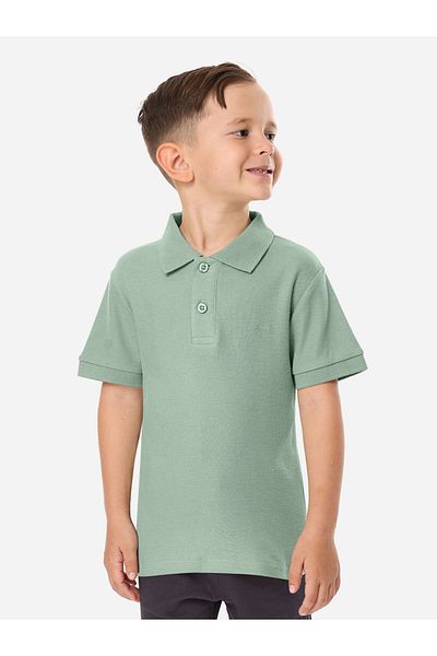 Victor and Jane By Styli Boys Olive Solid Short Sleeve Polo T-Shirt