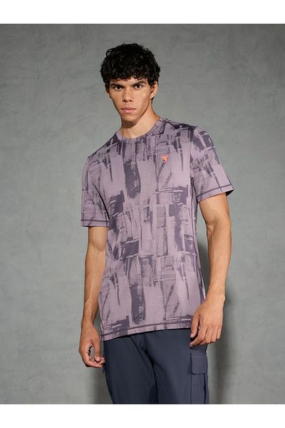 Technosport By Styli Purple Jacquard Slim Fit Crew Neck T-Shirt