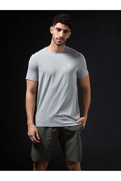 Technosport By Styli Solid 4-Way Stretch Crew Neck T-Shirt