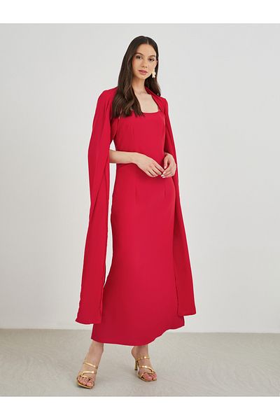 Styli Strappy Bodycon Dress and Cape Sleeve Crop Jacket Co-Ords