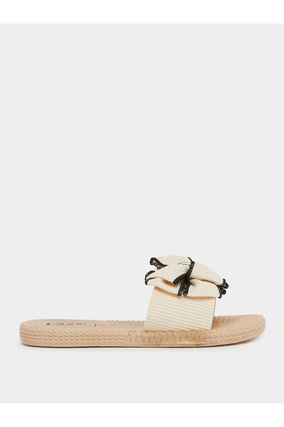 Styli Contrast Trim Bow Detail Slides