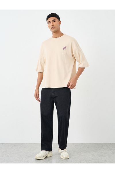 Styli Men Off White Graphic Print Boxy Fit T-Shirt
