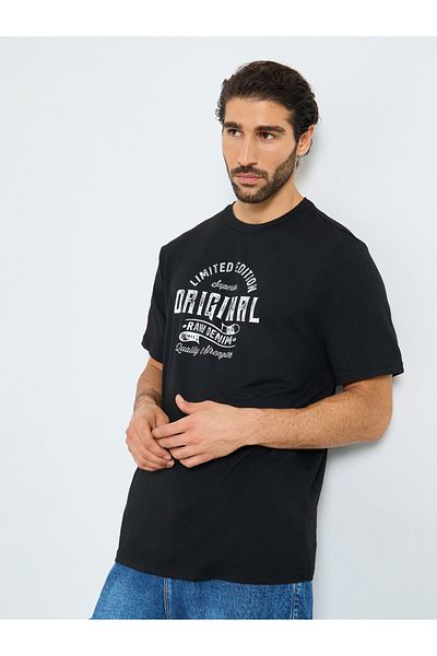Styli Black Graphic Print Round Neck T-Shirt