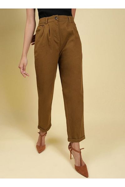 Freehand By Styli Women Brown Regular Fit Solid Pants