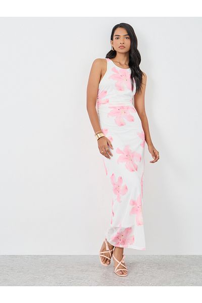Styli Floral Print Sleeveless Midi Dress
