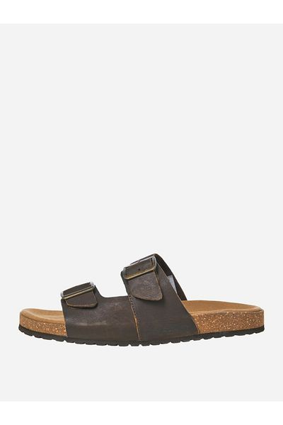 Jack & Jones Brown Leather Buckle Sandals