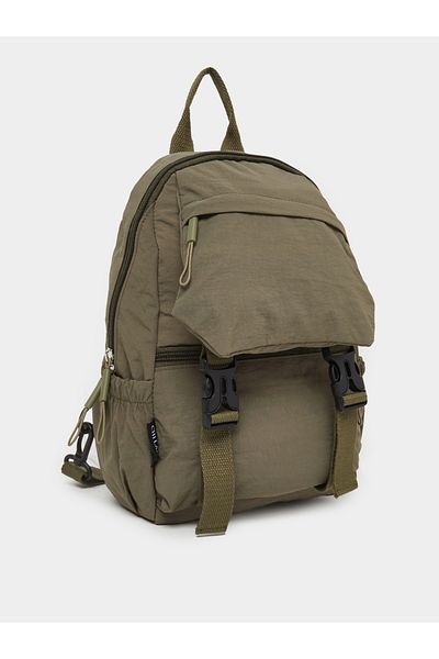 Styli Women Khaki Buckle Strap Backpack