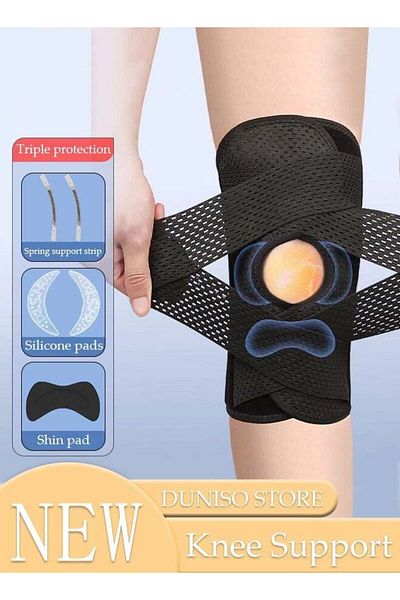 fun zone DUNISO 1PCS Knee Pad Knee Brace with Side Stabilizers and Patella Gel Pads Adjustable Compression Kn