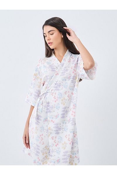 Styli رداء برباط جانبي بطبعة زهور كاملة