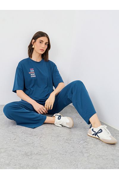 Styli Slogan Print Relaxed Fit Top and Joggers Co-Ords