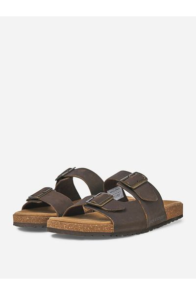 Jack & Jones Brown Leather Buckle Sandals