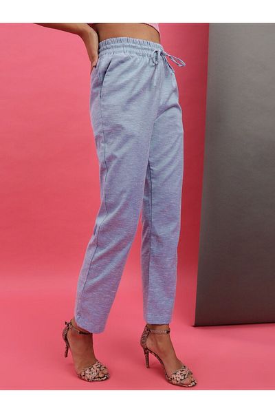 Freehand By Styli Women Blue Regular Fit Pants with Drawstriing