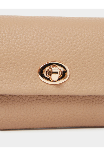 Styli Women Beige Textured Twist Lock Wallet