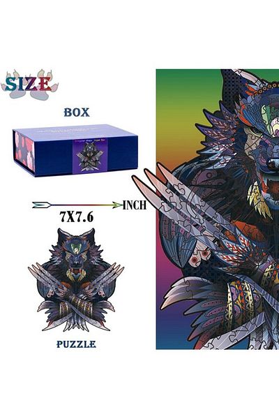 AYTOP Multicolored 3D wooden puzzle 300 pieces animal theme, Wolverine,
