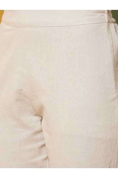 Globus By Styli Elasticated Waist Floral Applique Lace Hem Trousers