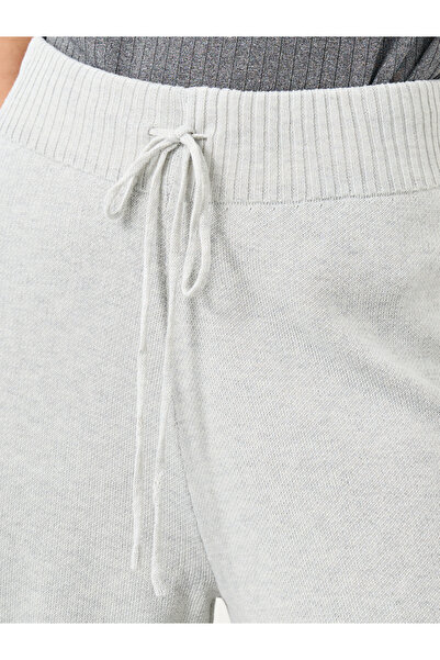 Styli Flat Knit Wide Leg Pants with Drawstring Waist