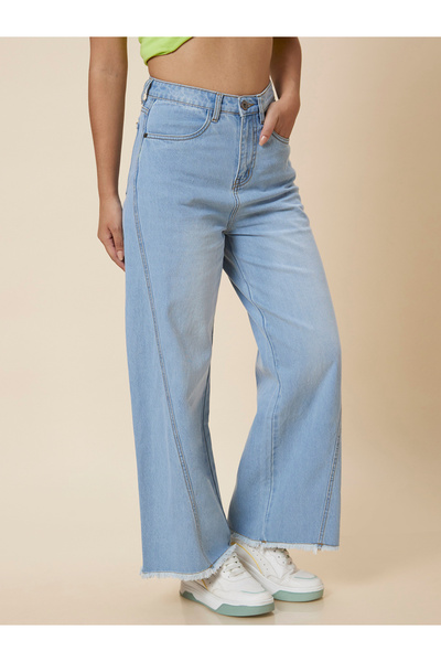 Globus By Styli Stretchable Mid-Rise Wide Leg Jeans