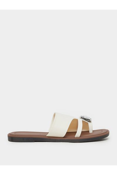 Take Two By Styli Rhinestone Embellished Flat Sandals