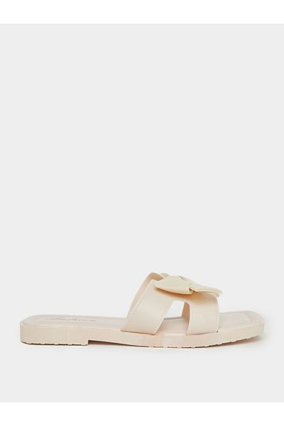 Take Two By Styli Solid Bow Detail Flat Sandals