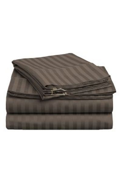 HomePuls Fitted Bed Sheet Damask Cotton 150 x 250 cm for 100 x 200 cm Mattress, Brown