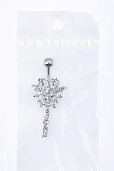 Bittox Stylish and Sparkling Shiny Zircon Stone Steel Model Navel Piercing - New Season Silver and Gold Colored