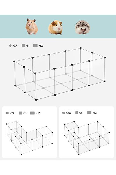SONGMICS Cușcă modulară pentru rozătoare, din plastic, 143 x 73 x 46 cm, albă
