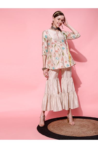 INDO STREET By Styli Floral Print Empire Kurti and Sharara Set