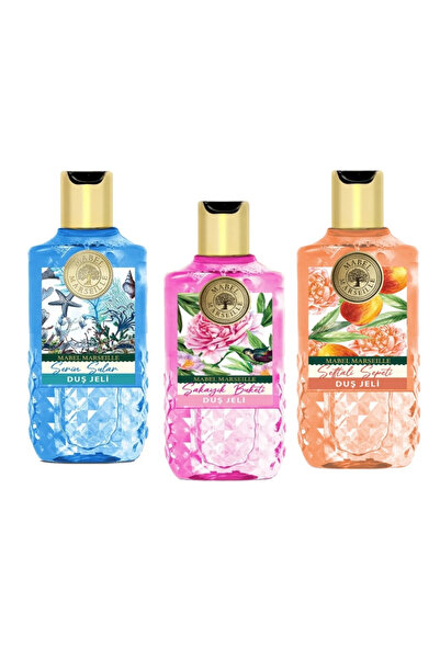 mabel marseille Duş Jeli 3'lü Set 3x750 ml – Serin Sular, Şakayık, Şeftali Sepeti