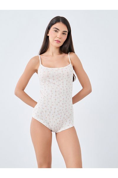 Styli Floral Printed Pointelle Teddy