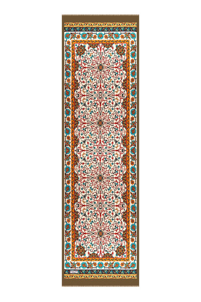 Bursa İpek Khaki Ivy Pattern Narrow Silk Scarf