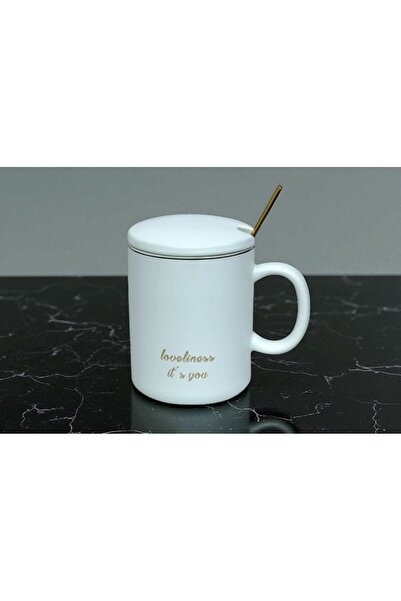 Kuzey Tacı Covered Mug Gilding Spoon Stylish Design 4 Color Options Vip