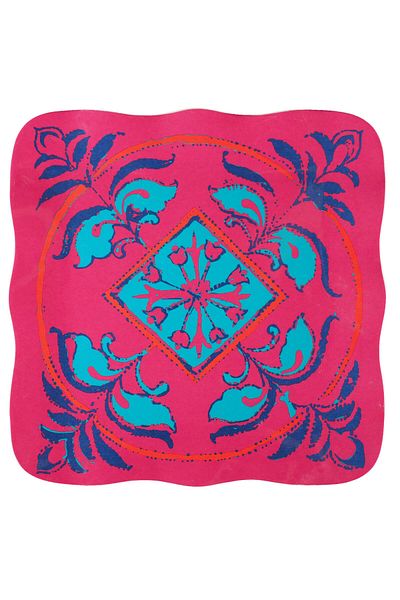 OEM Farfurie patrata model floral, roz 26 cm